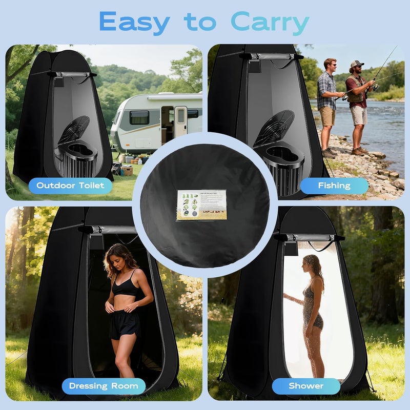 Clirass Camping Toilet with Pop Up Privacy Tent,Portable Outdoor Folding Potty,Shower Tent Dressing Room with Carry Bag for RV Travel,Truck,Beach,Fishing - Image 3